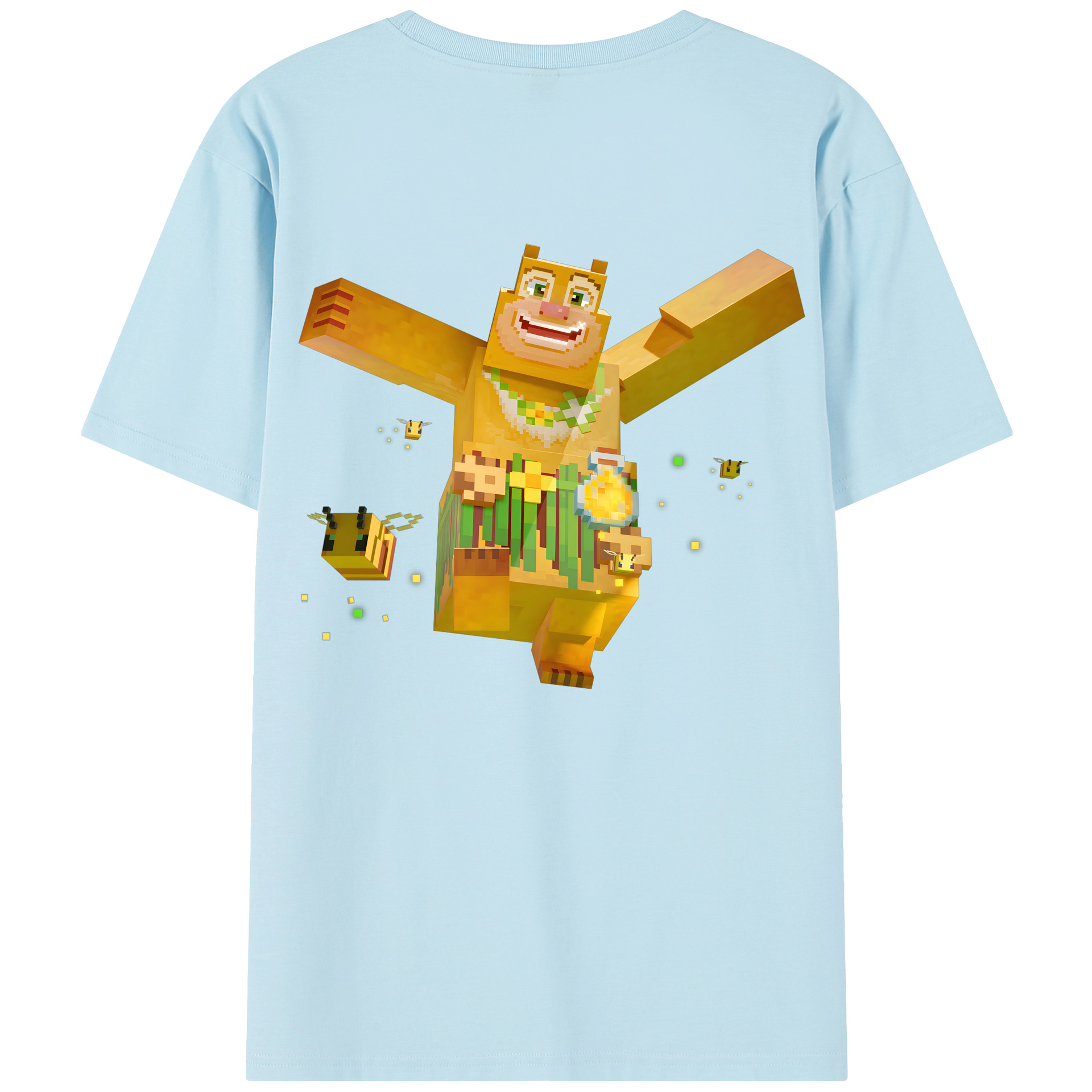 （画像用） マインクラフト ブロックの世界 Minecraft MC Block world 綿100％半袖Tシャツ（背面プリント）